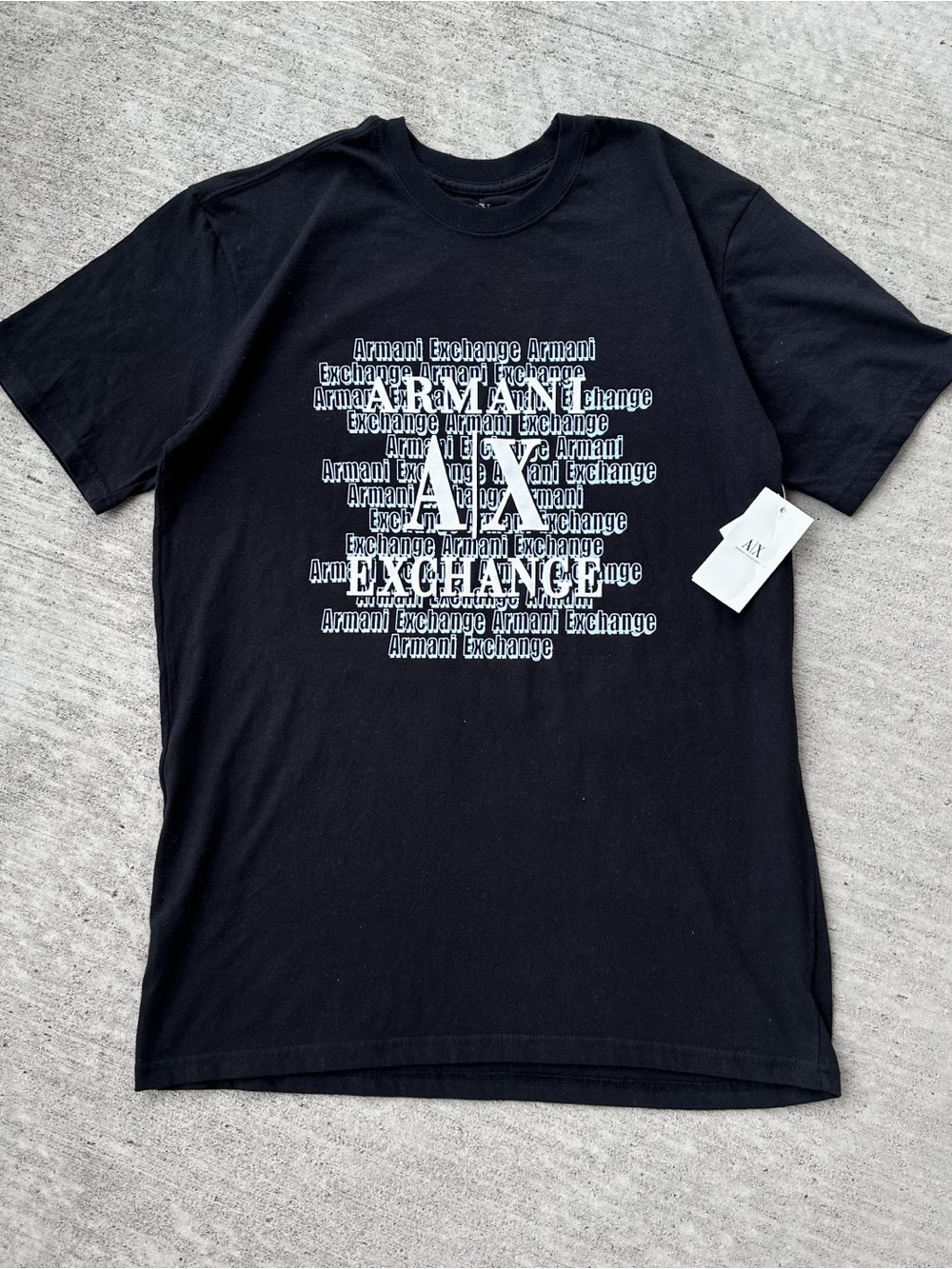 Armani Exchange Men’s Black All Over Logo Graphic Tee NWT